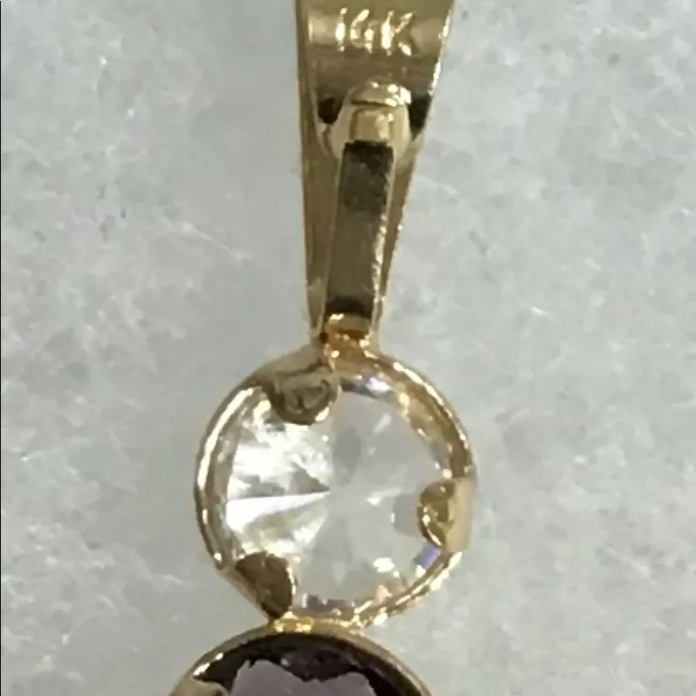 14K Yellow Gold Boy February Amethyst Birthday Necklace Charm
